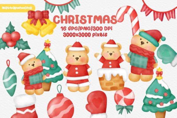 Download Watercolor Christmas Bundle Set Clipart - Watercolor christmas bundle Collection